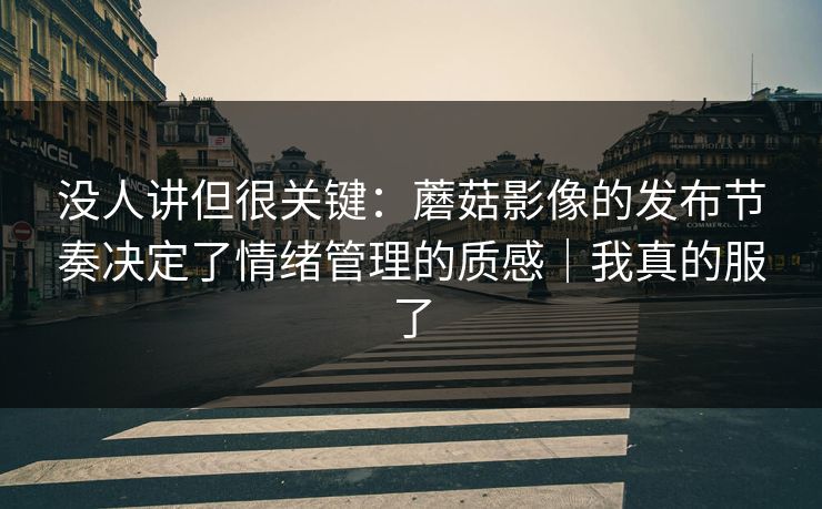 没人讲但很关键:蘑菇影像的发布节奏决定了情绪管理的质感|我真的服了 没人讲但很关键:蘑菇影像的发布节奏决定了情绪管理的质感|我真的服了